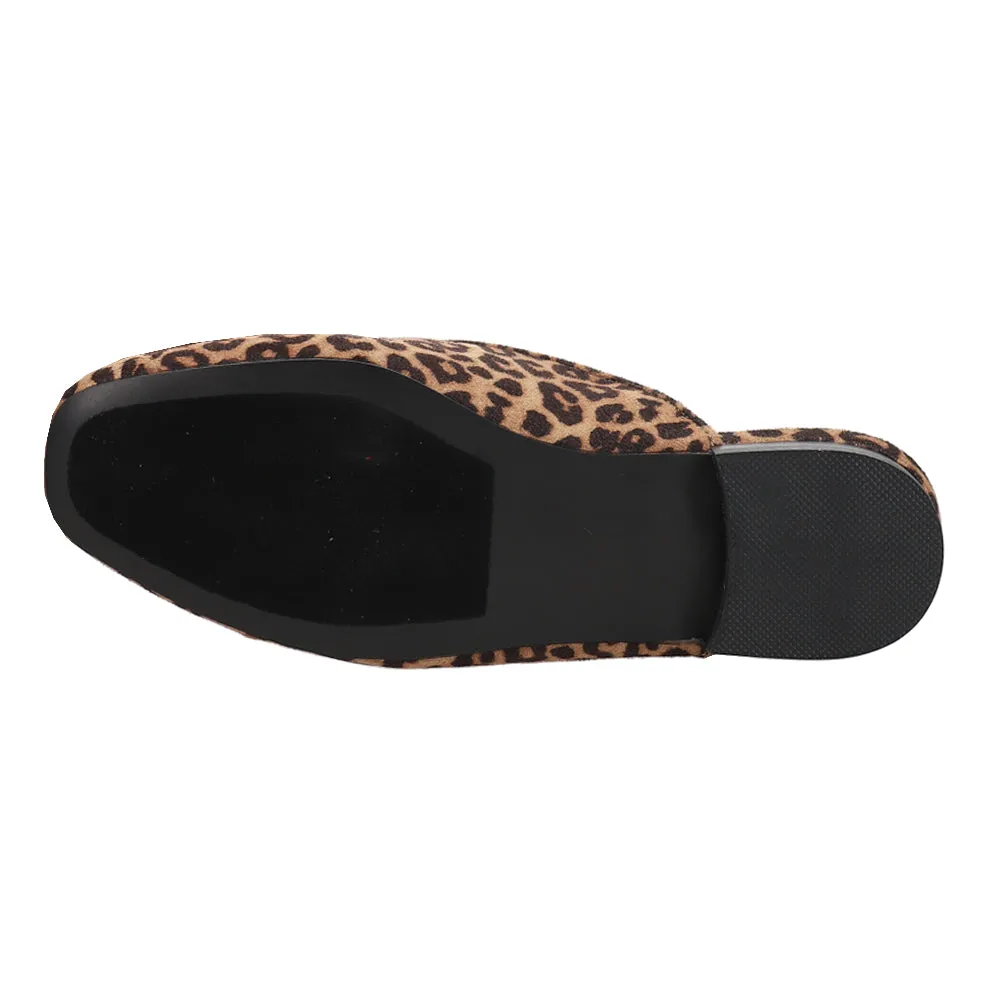 Charmer Leopard Print Slip On Mules