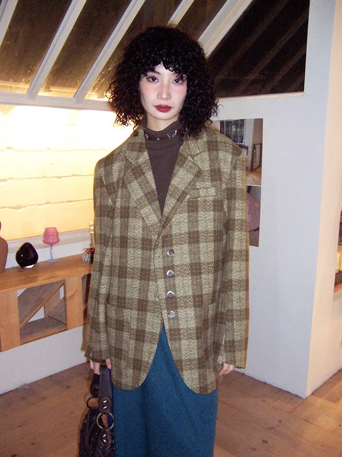 Checked Retro Oversize Casual Chic Jacket