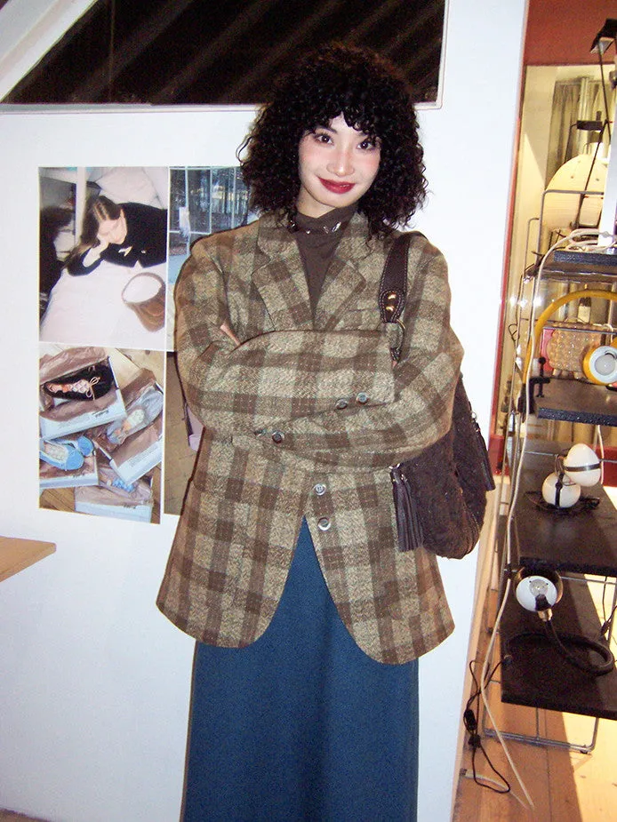 Checked Retro Oversize Casual Chic Jacket