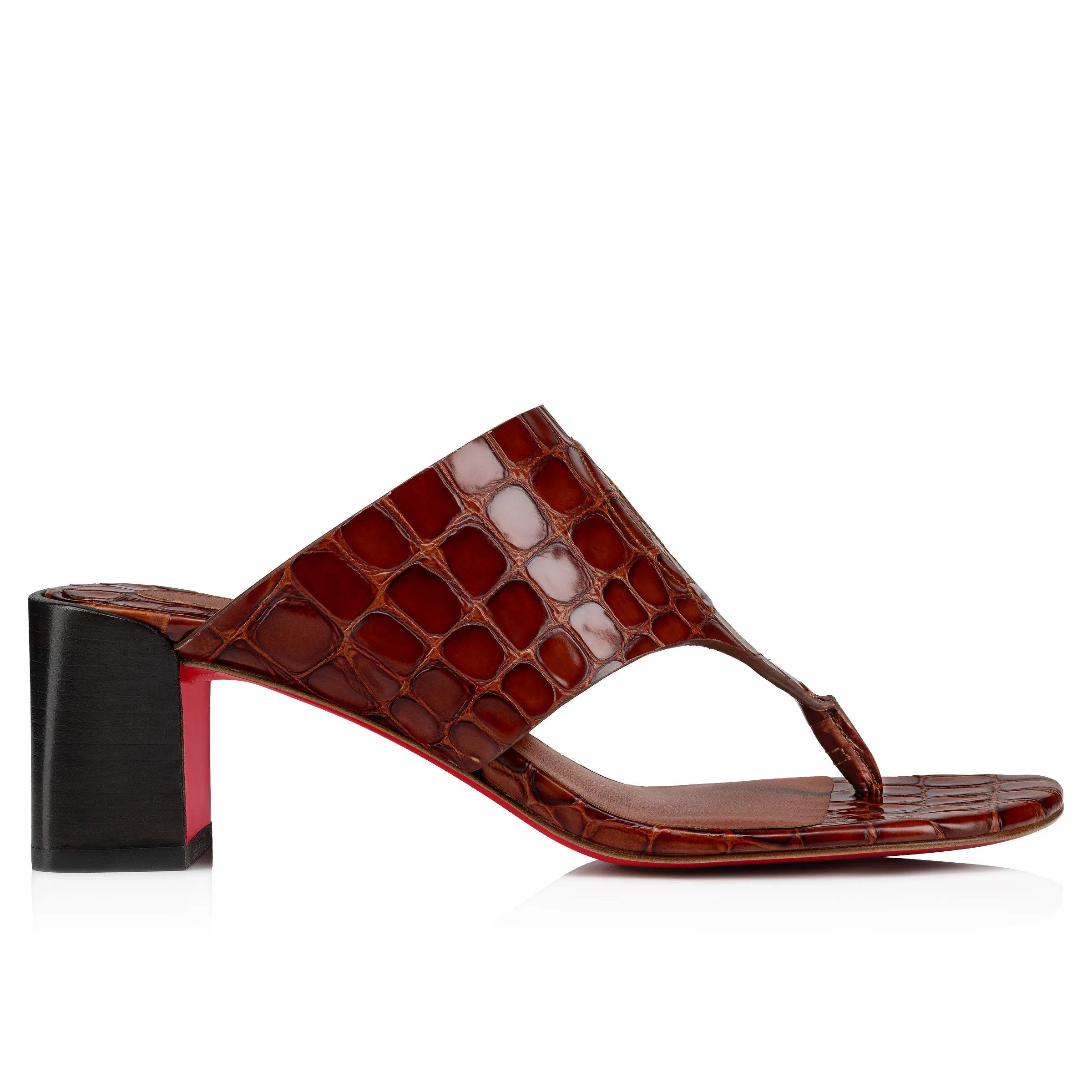 CL Tongamule 55 mm Mules - Alligator embossed calf leather - Acajou - Women