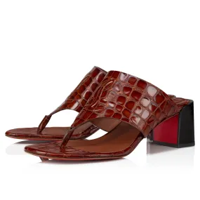 CL Tongamule 55 mm Mules - Alligator embossed calf leather - Acajou - Women