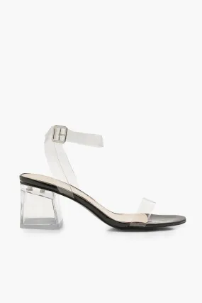 Clear Strap Low Block Heels