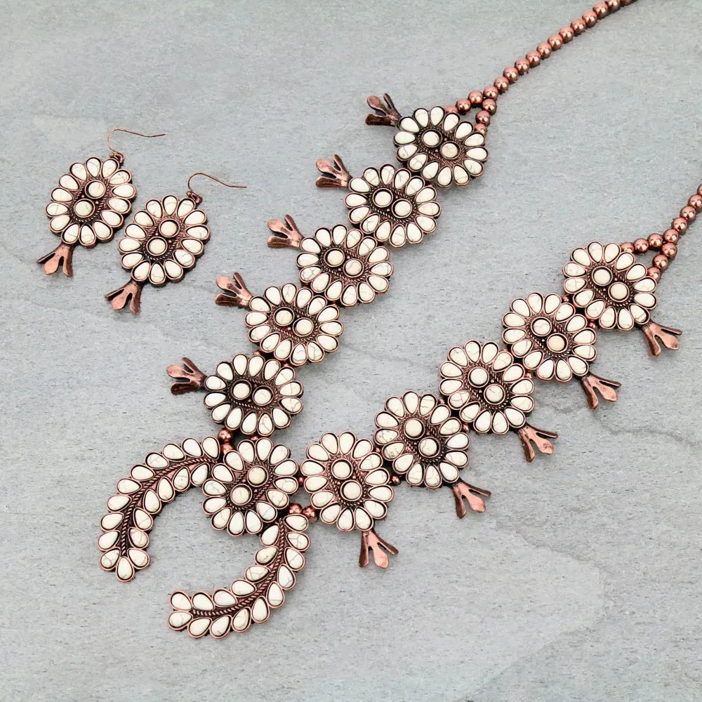 Copper and Cream Concho Squash Necklace Set