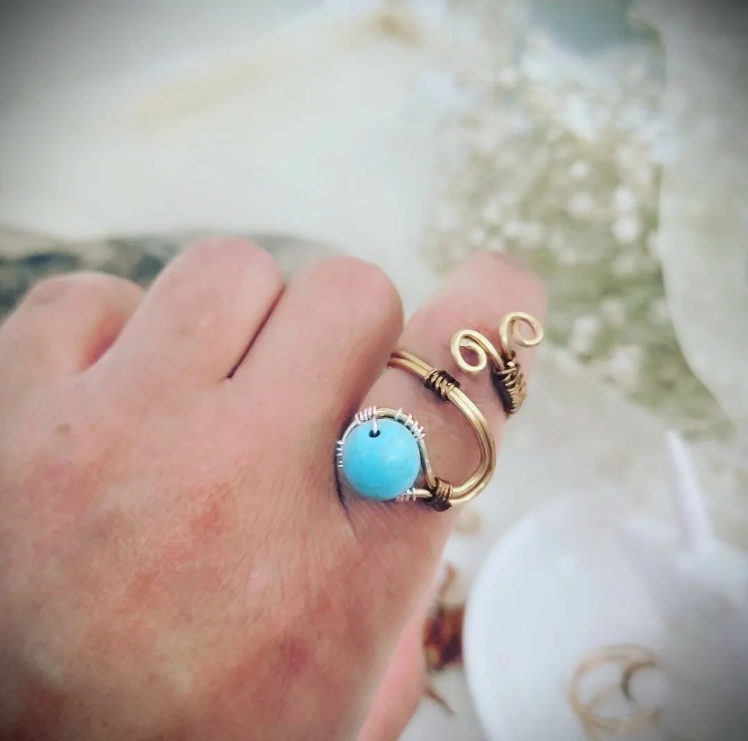 Island Girl Art - Handmade Wire Wrapped Turquoise Copper Ring