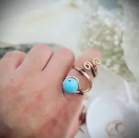 Island Girl Art - Handmade Wire Wrapped Turquoise Copper Ring