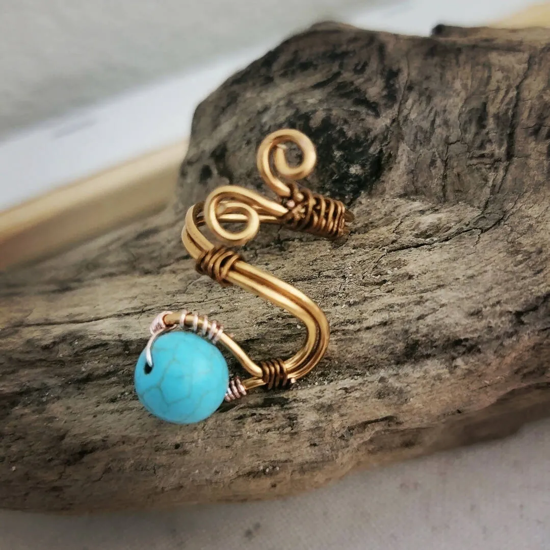 Island Girl Art - Handmade Wire Wrapped Turquoise Copper Ring