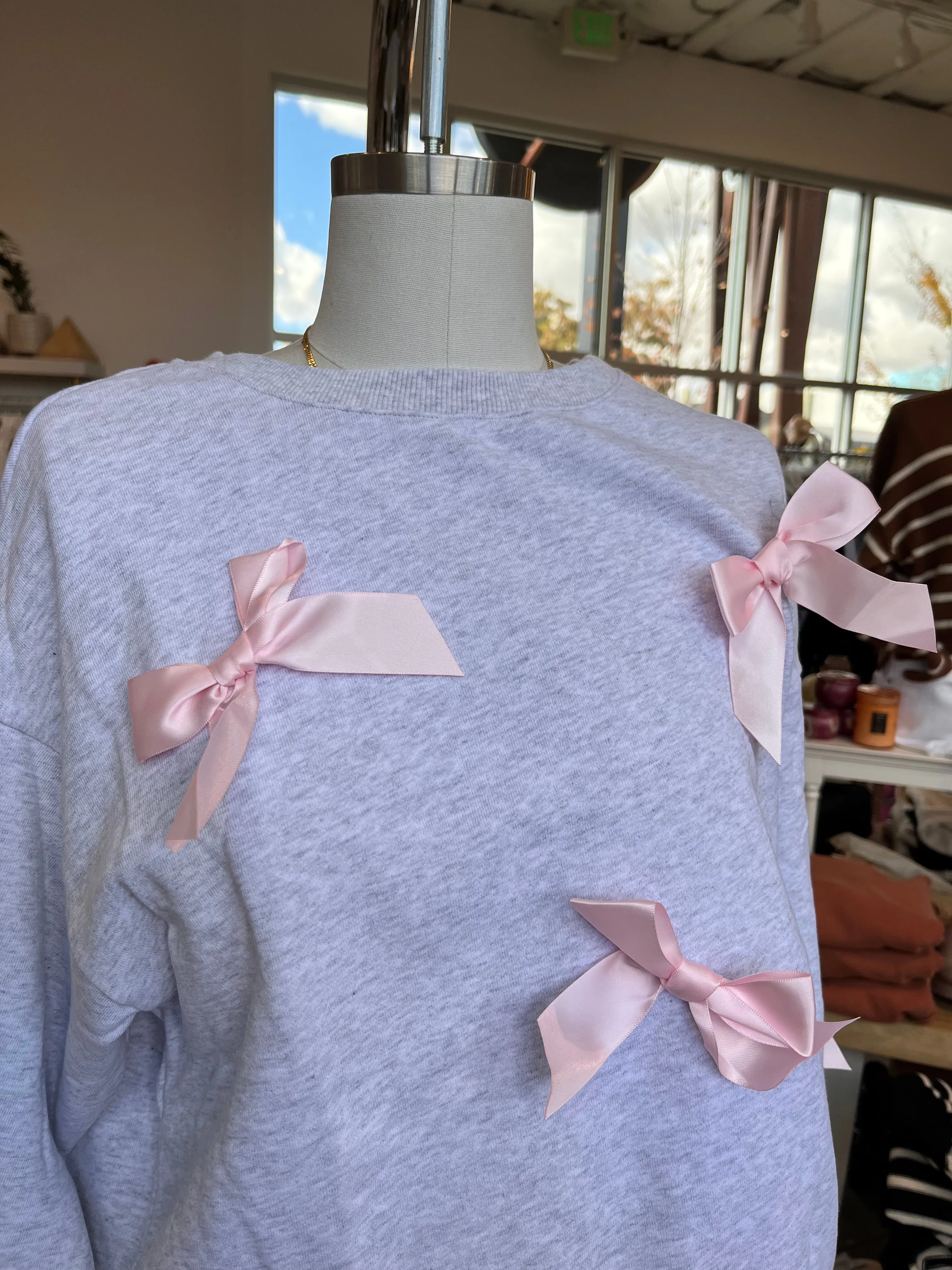 Coquette Bow Applique Sweatshirt