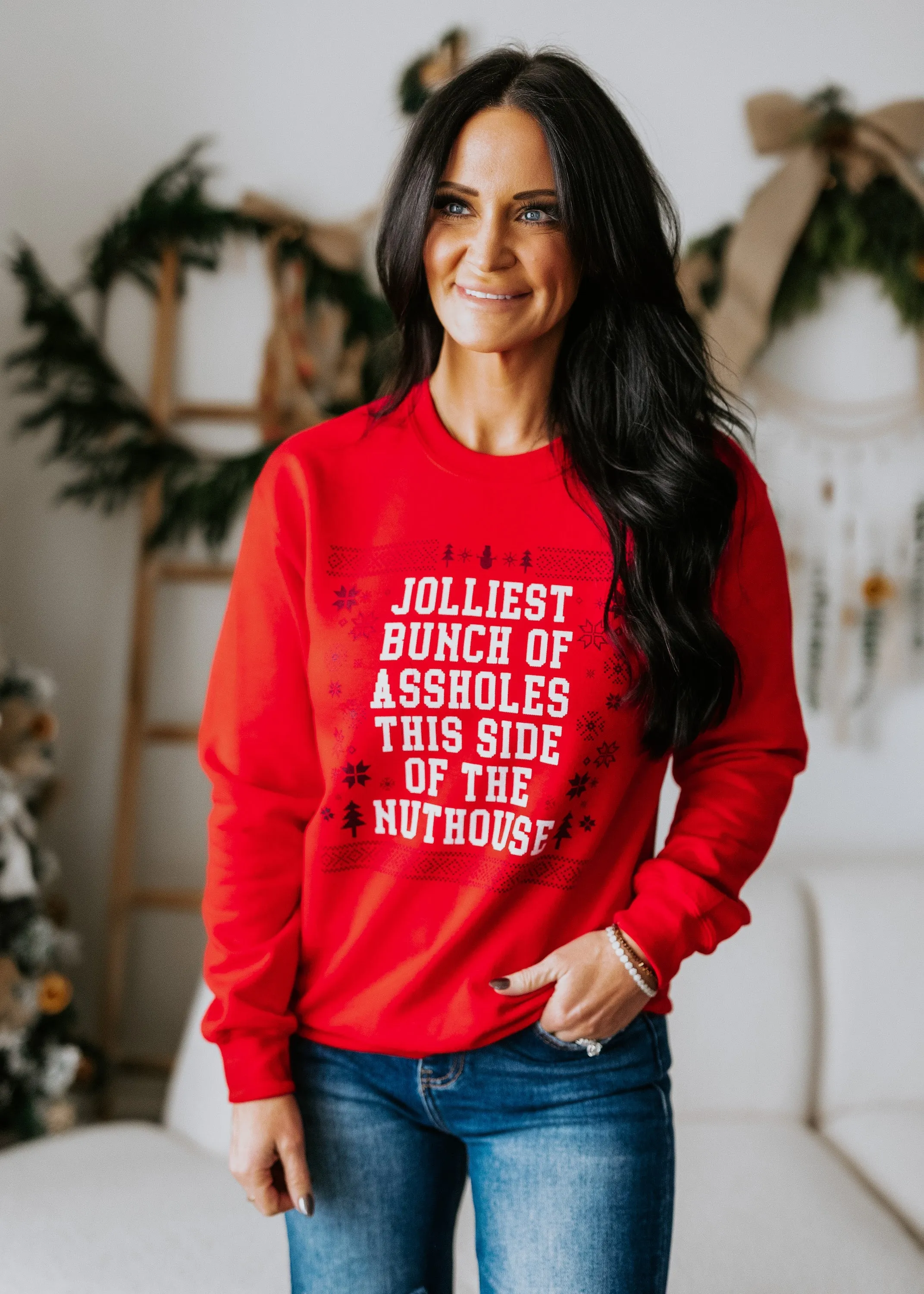 Curvy Jolliest Bunch Graphic Sweatshirt