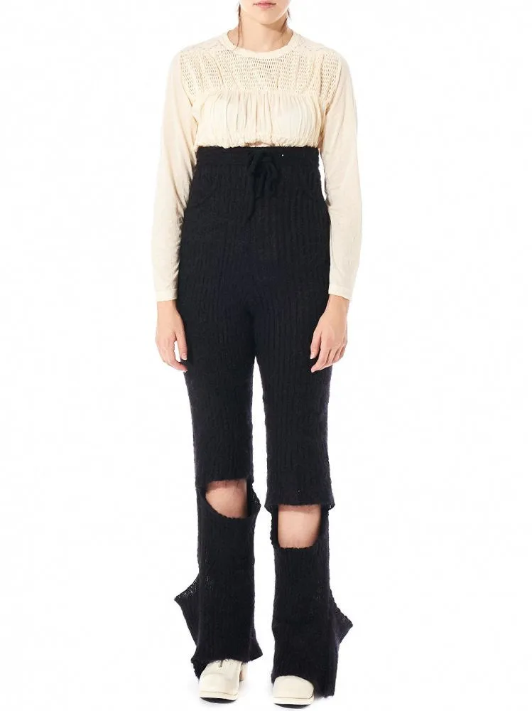 Cutaway Knit Trousers (HLAW16 SPLIT RIB TROUSER1 BLK)