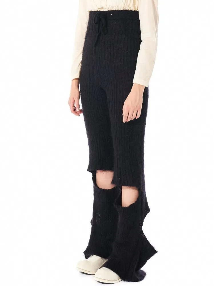 Cutaway Knit Trousers (HLAW16 SPLIT RIB TROUSER1 BLK)