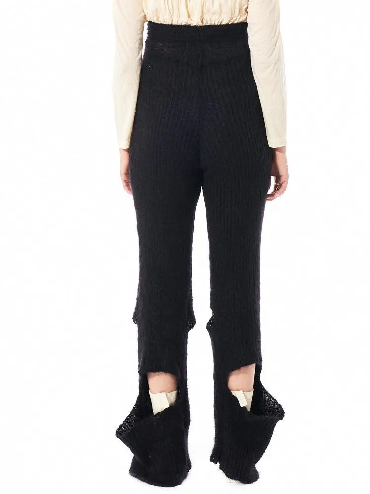 Cutaway Knit Trousers (HLAW16 SPLIT RIB TROUSER1 BLK)