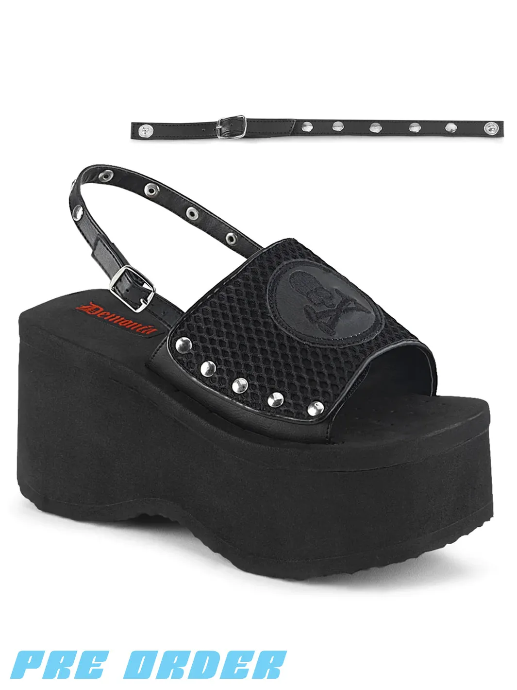 DEMONIA FUNN-32 - BLACK VEGAN LEATHER Pre-Order, Buy Now