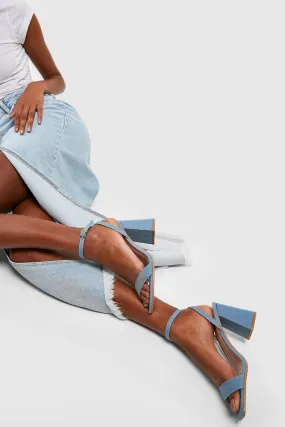 Denim Barely There Block Heels