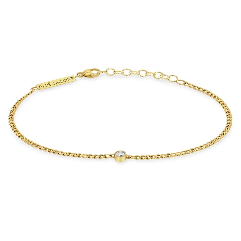 Dainty Diamond Bezel Curb Chain Bracelet