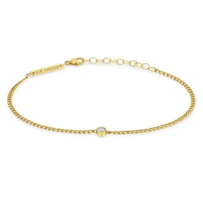 Dainty Diamond Bezel Curb Chain Bracelet