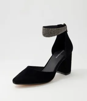 DIANA FERRARI Spark Black Suede Jewels Heels