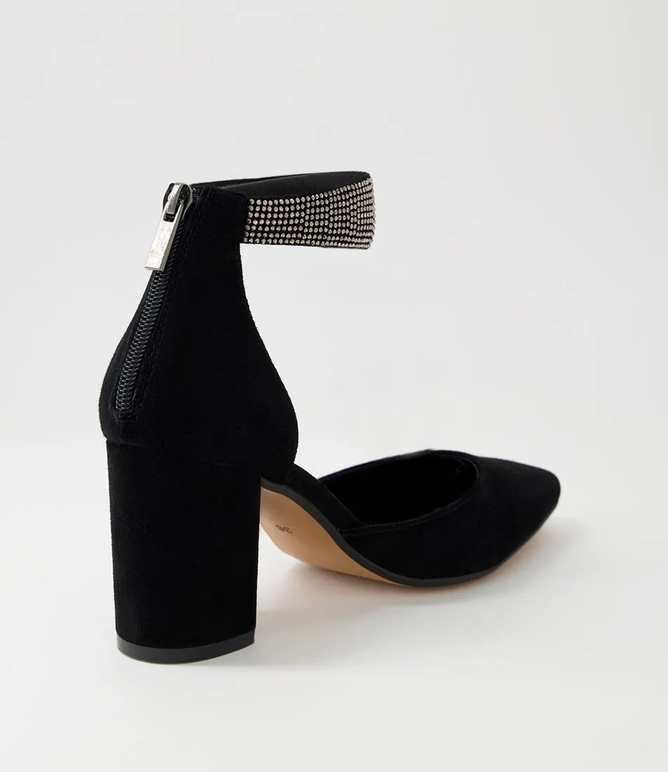 DIANA FERRARI Spark Black Suede Jewels Heels