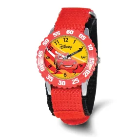 Disney Cars Lightning McQueen Red Velcro Band Time Teaching Watch