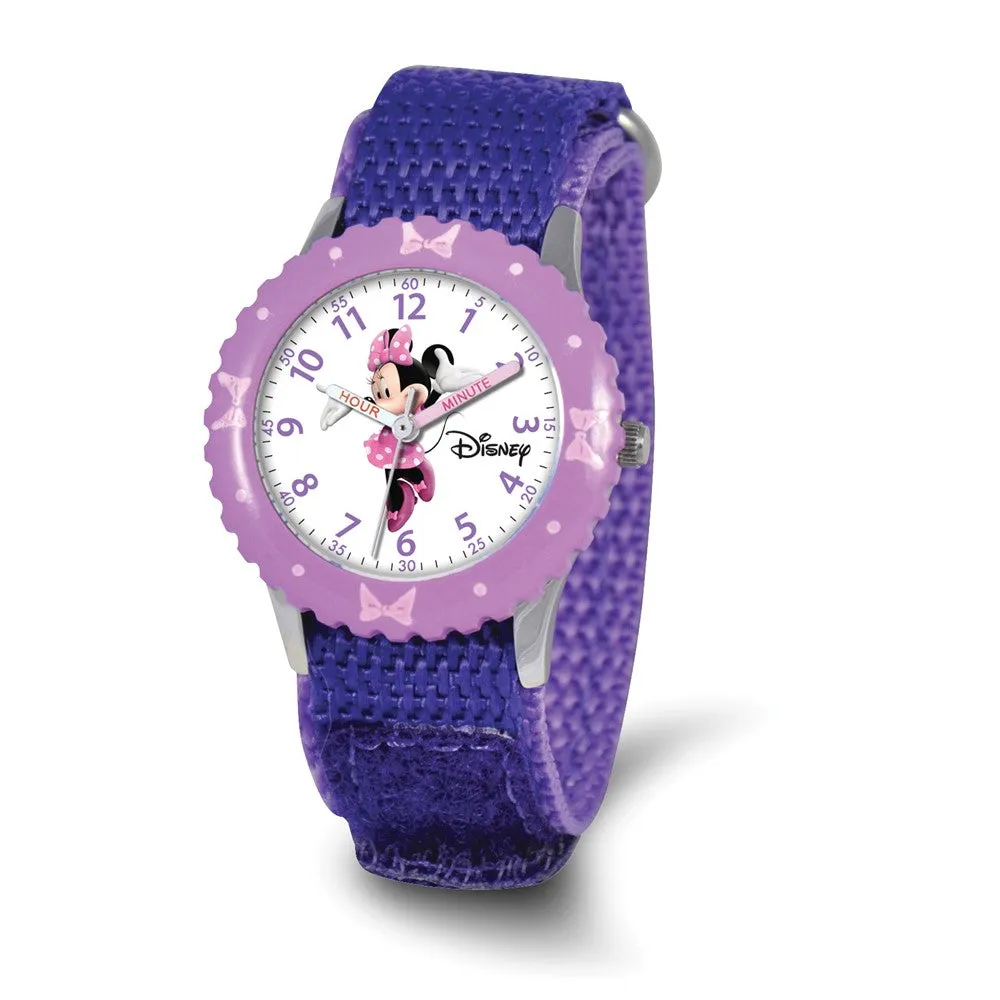 Disney Girls Minnie Mouse Purple Velcro Band Time Teacher Watch Disney Girls Minnie Mouse Purple Velcro Band Time Teacher Watch