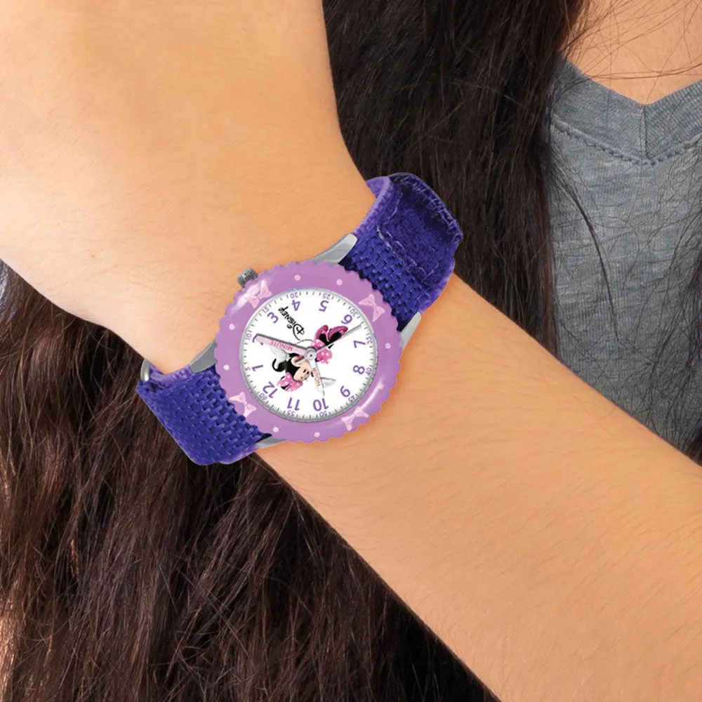 Disney Girls Minnie Mouse Purple Velcro Band Time Teacher Watch Disney Girls Minnie Mouse Purple Velcro Band Time Teacher Watch