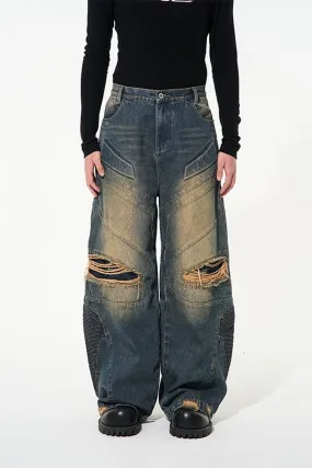 Distressed Washed Oversized Jeans