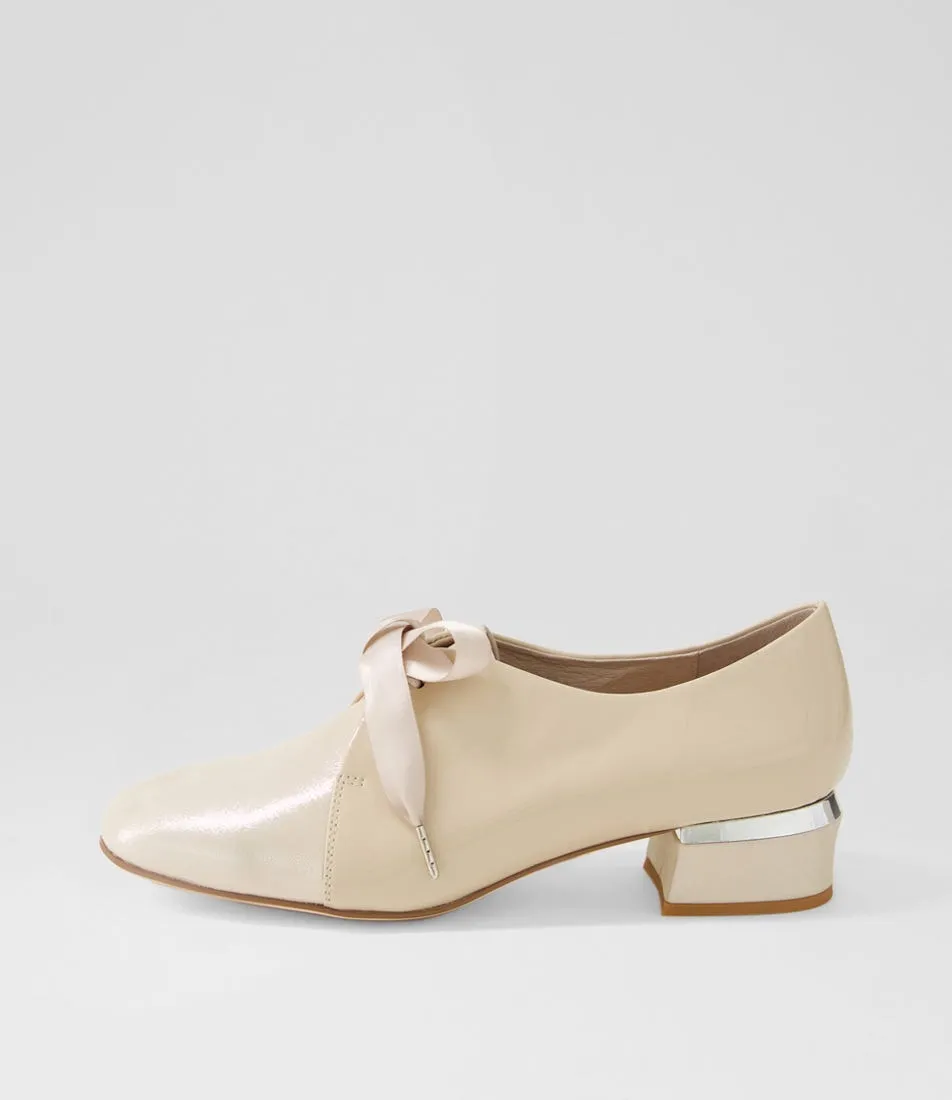 DJANGO & JULIETTE Gam Nude Shimmer Leather Patent Heels