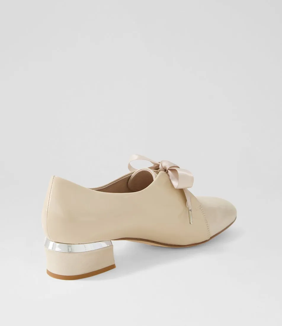 DJANGO & JULIETTE Gam Nude Shimmer Leather Patent Heels