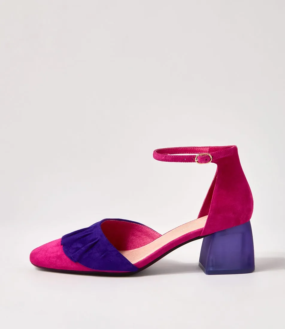 DJANGO & JULIETTE Makiko Fuchsia Purple Suede Mary Jane Heels