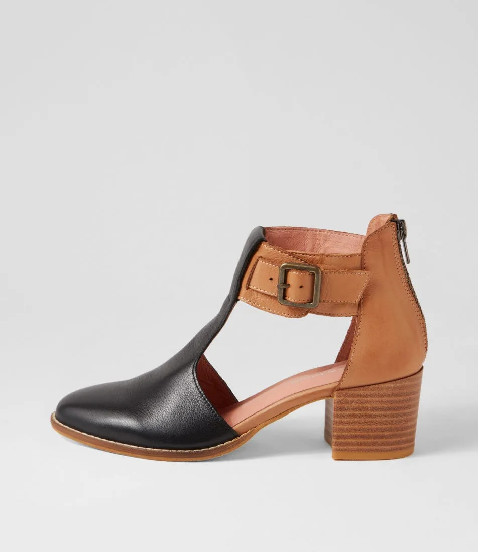 DJANGO & JULIETTE Murvin Black Dark Tan Leather Heels