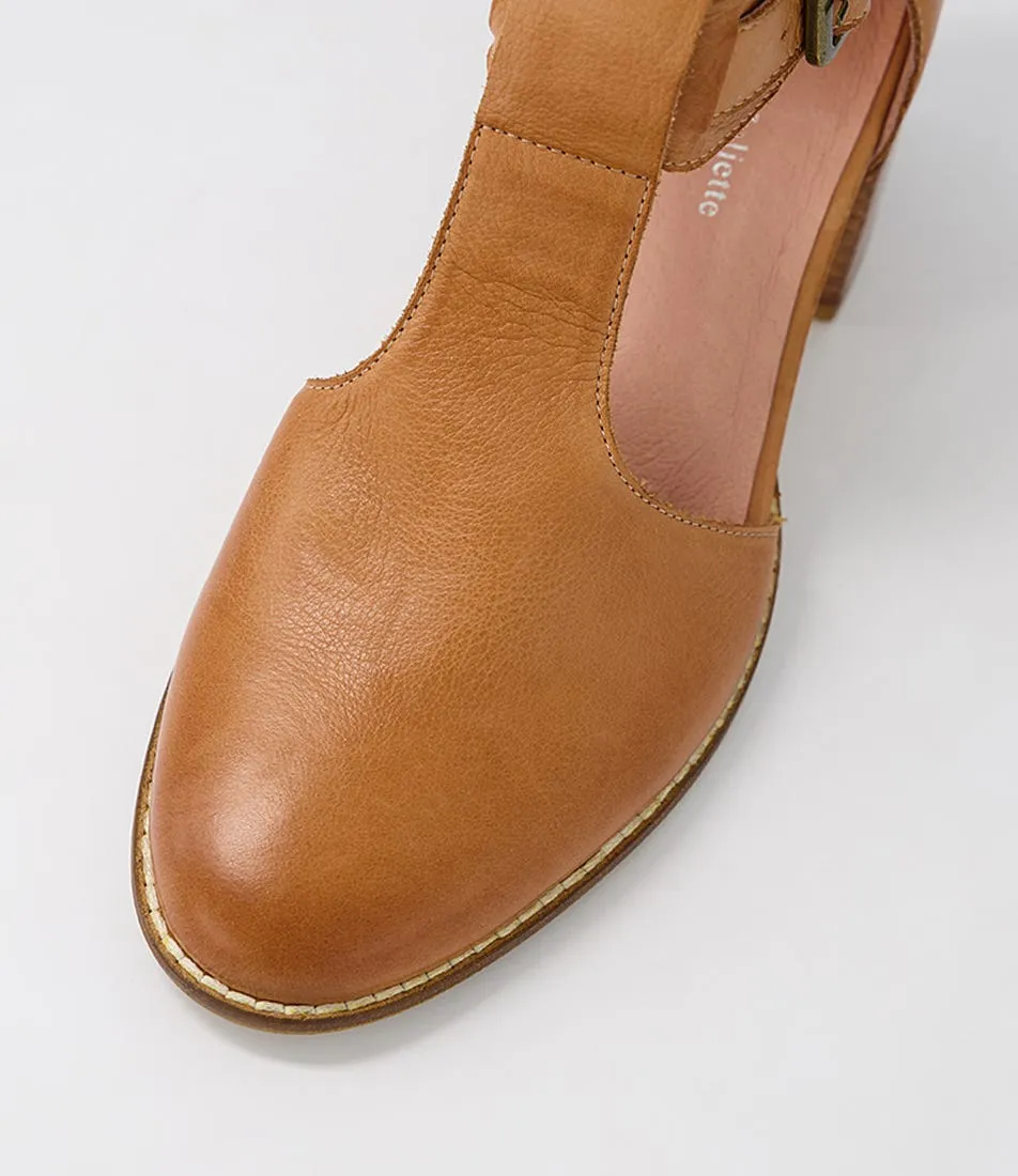 DJANGO & JULIETTE Murvin Dark Tan Leather Heels