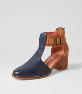 DJANGO & JULIETTE Murvin Navy Dark Tan Leather Heels