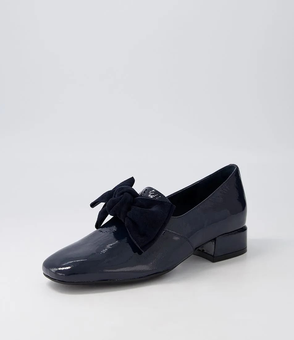 DJANGO & JULIETTE Varva Navy Patent Suede Heels