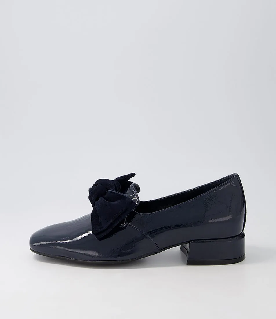 DJANGO & JULIETTE Varva Navy Patent Suede Heels