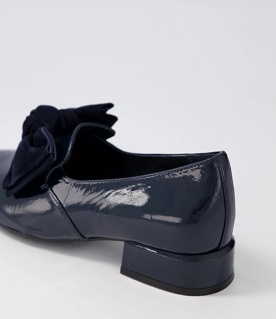 DJANGO & JULIETTE Varva Navy Patent Suede Heels