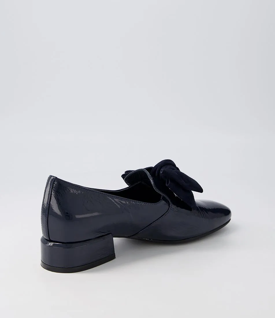 DJANGO & JULIETTE Varva Navy Patent Suede Heels