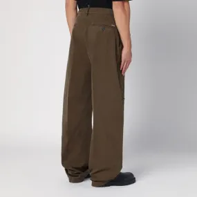 Dsquared2 Military Green Wide Trousers With Wear