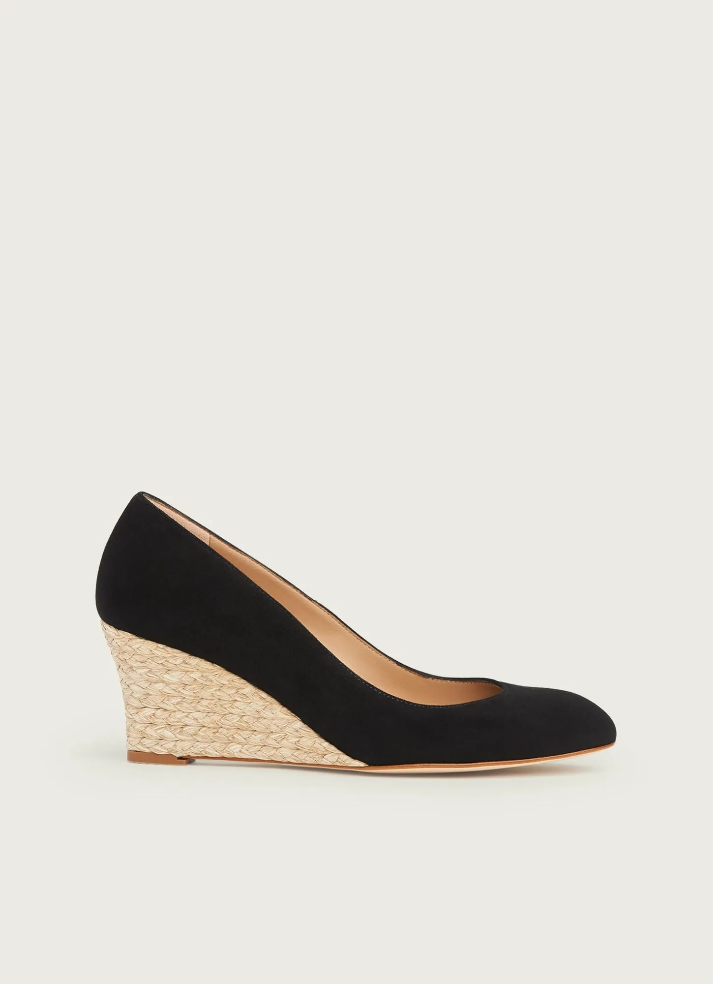 Eevi Black Suede Espadrille Wedges, Black-Wedges