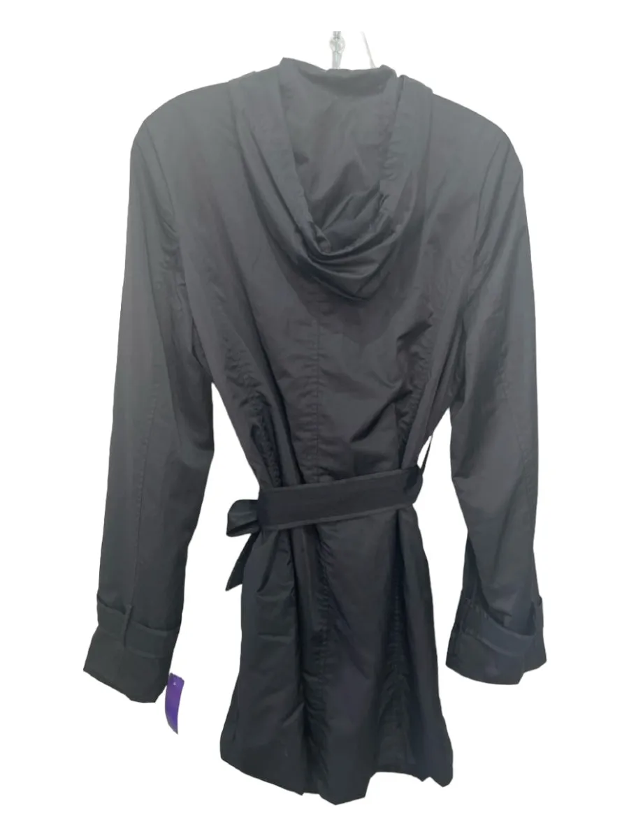 Elie Tahari Size S Black Polyester Blend Hood Double Breast Hip Length Jacket