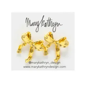 Fancy Girl Gold Bow Earrings