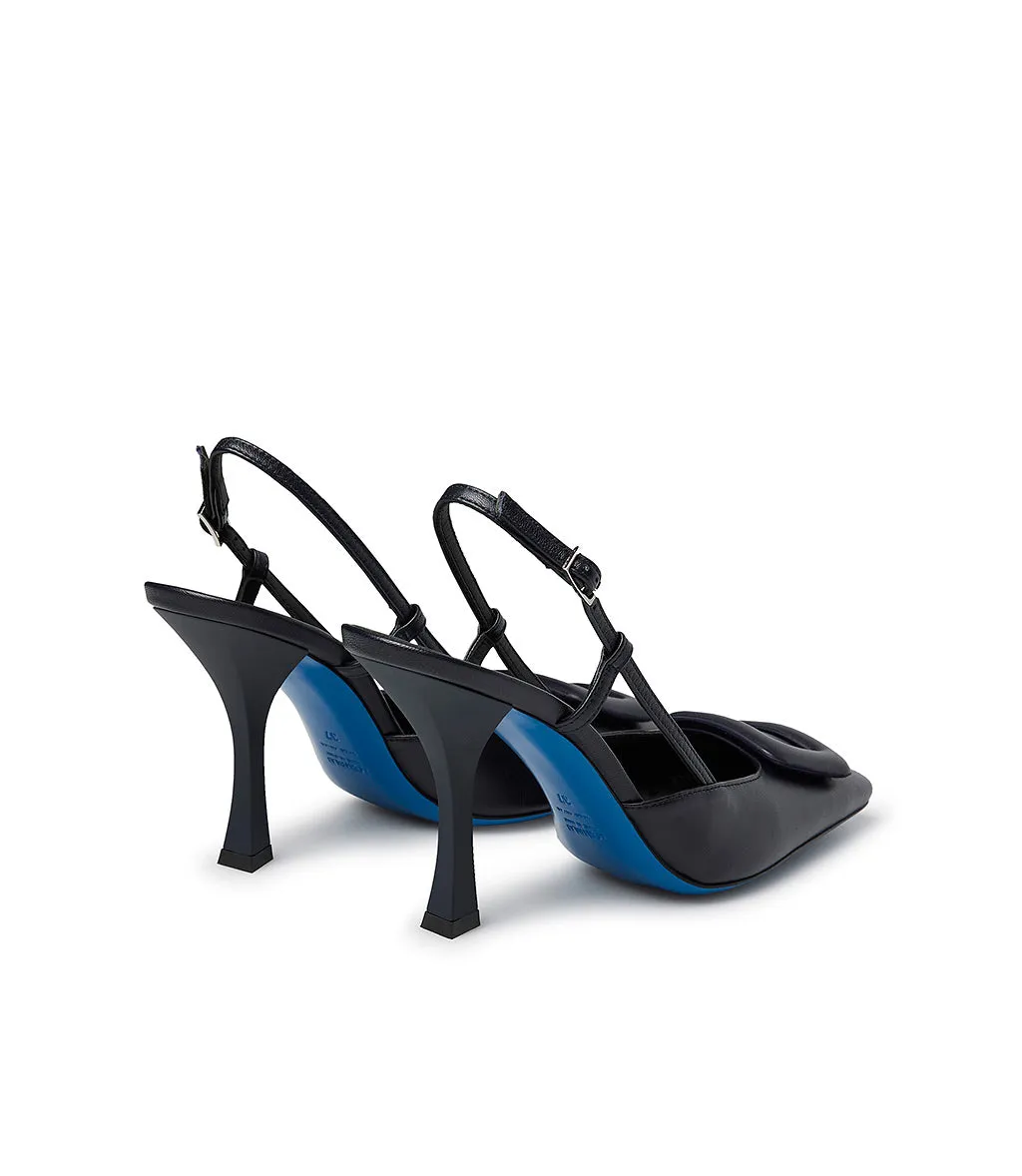 Fashionable Dark blue nappa leather pumps