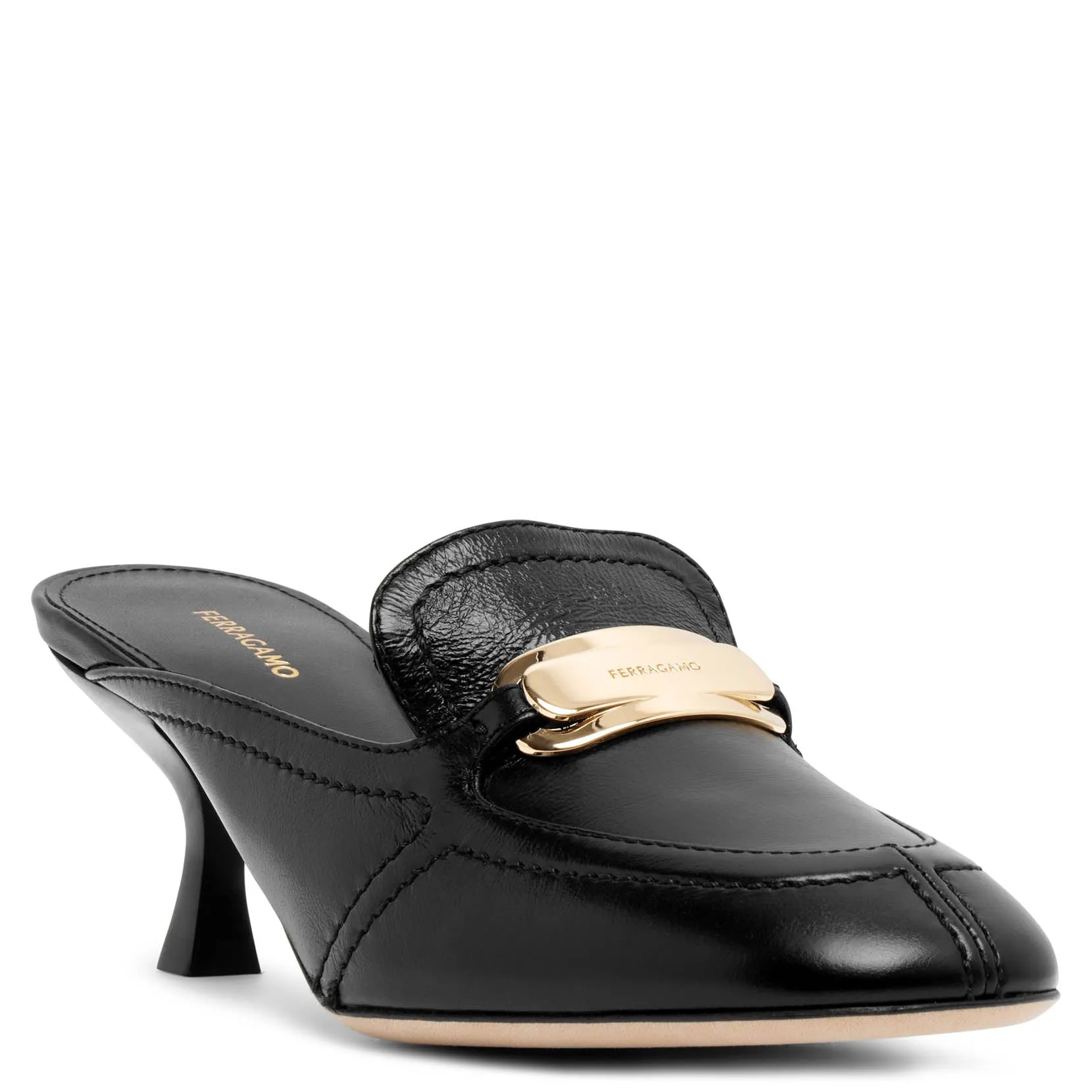 Ferragamo Elodye black leather mules