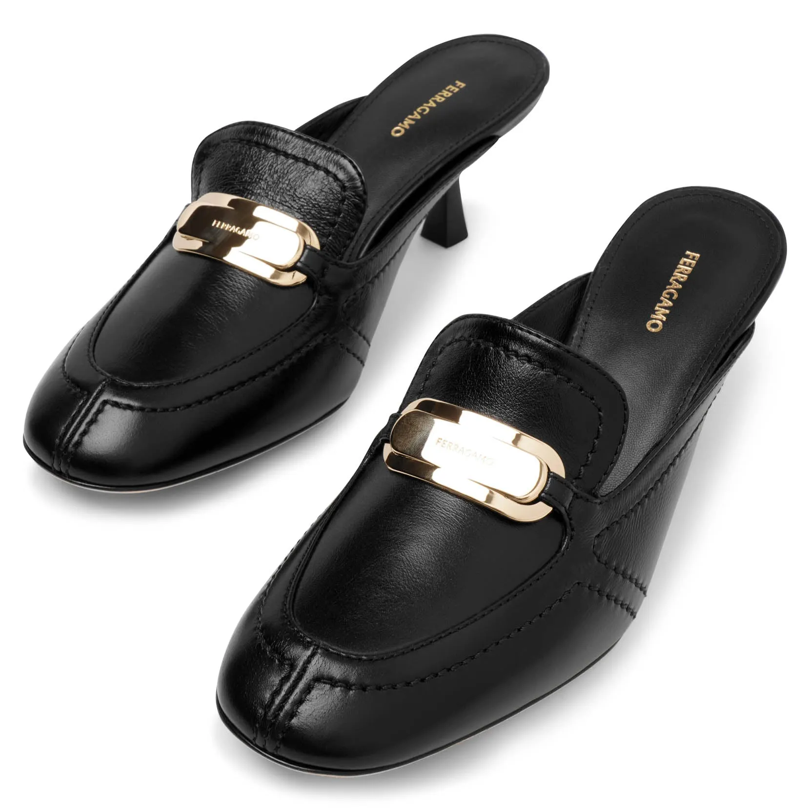 Ferragamo Elodye black leather mules