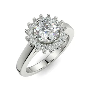 “Flora” Brilliant Round Halo Set Engagement Ring 