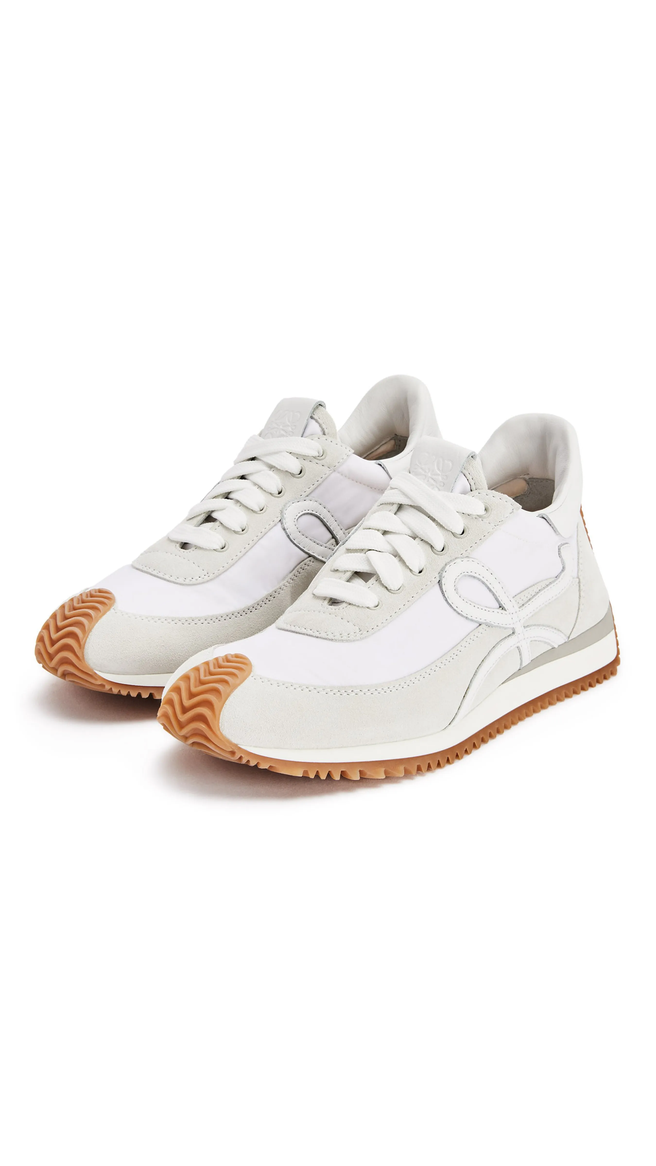 Women's White Nylon and Suede Sneakers