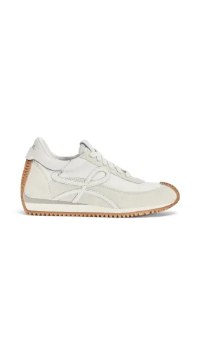 Women's White Nylon and Suede Sneakers