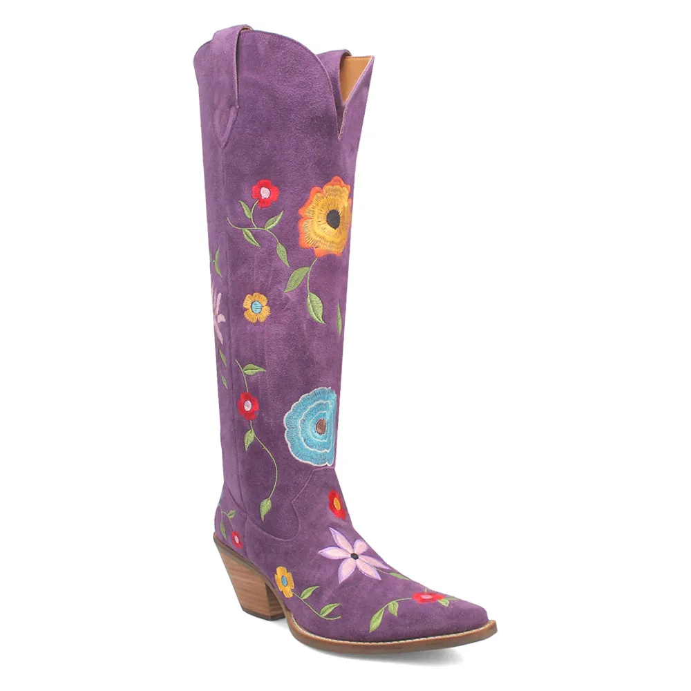 Flower Power Embroidered Floral Snip Toe Cowboy Boots