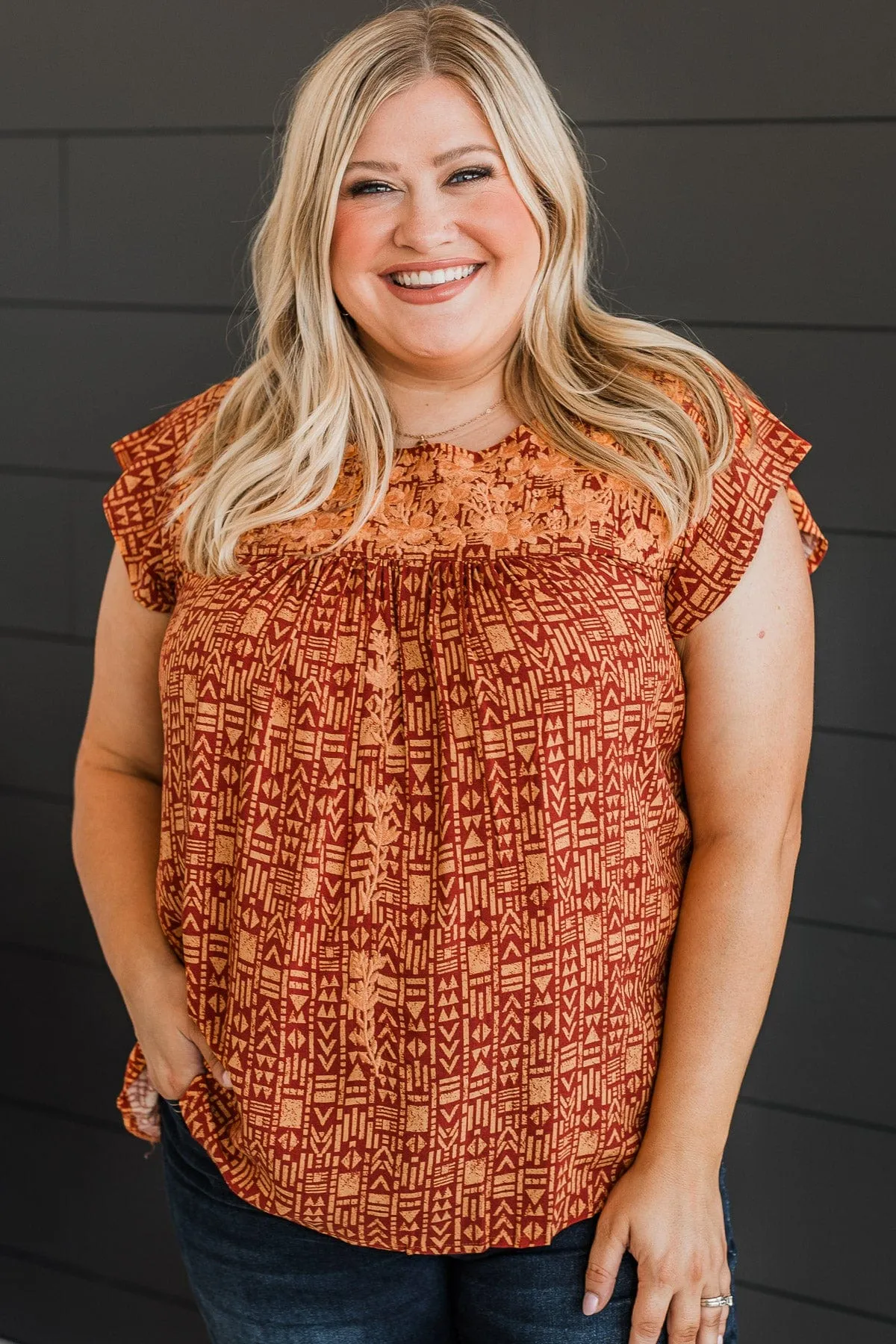 Rust Printed Blouse for Forever Your Girl