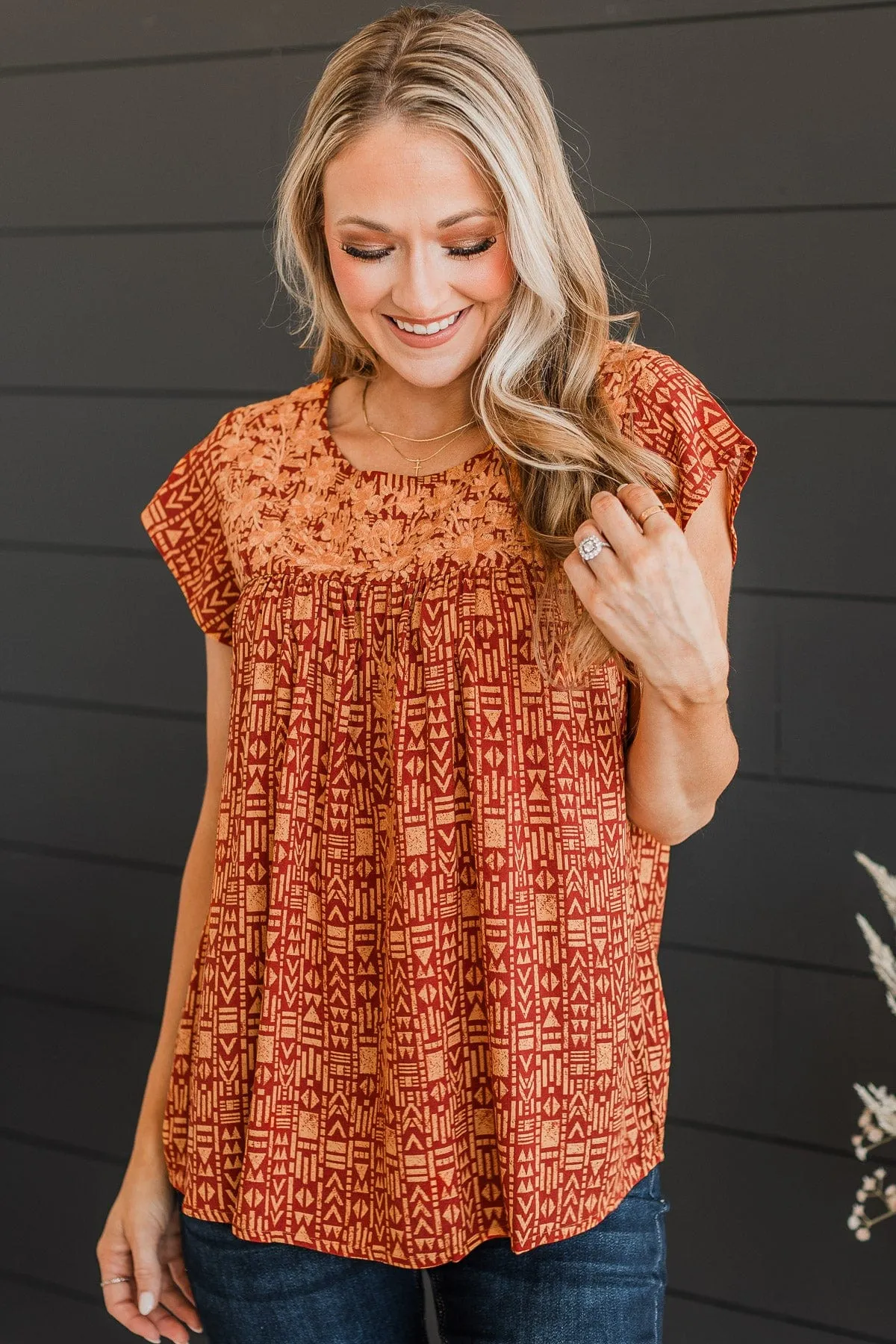 Rust Printed Blouse for Forever Your Girl