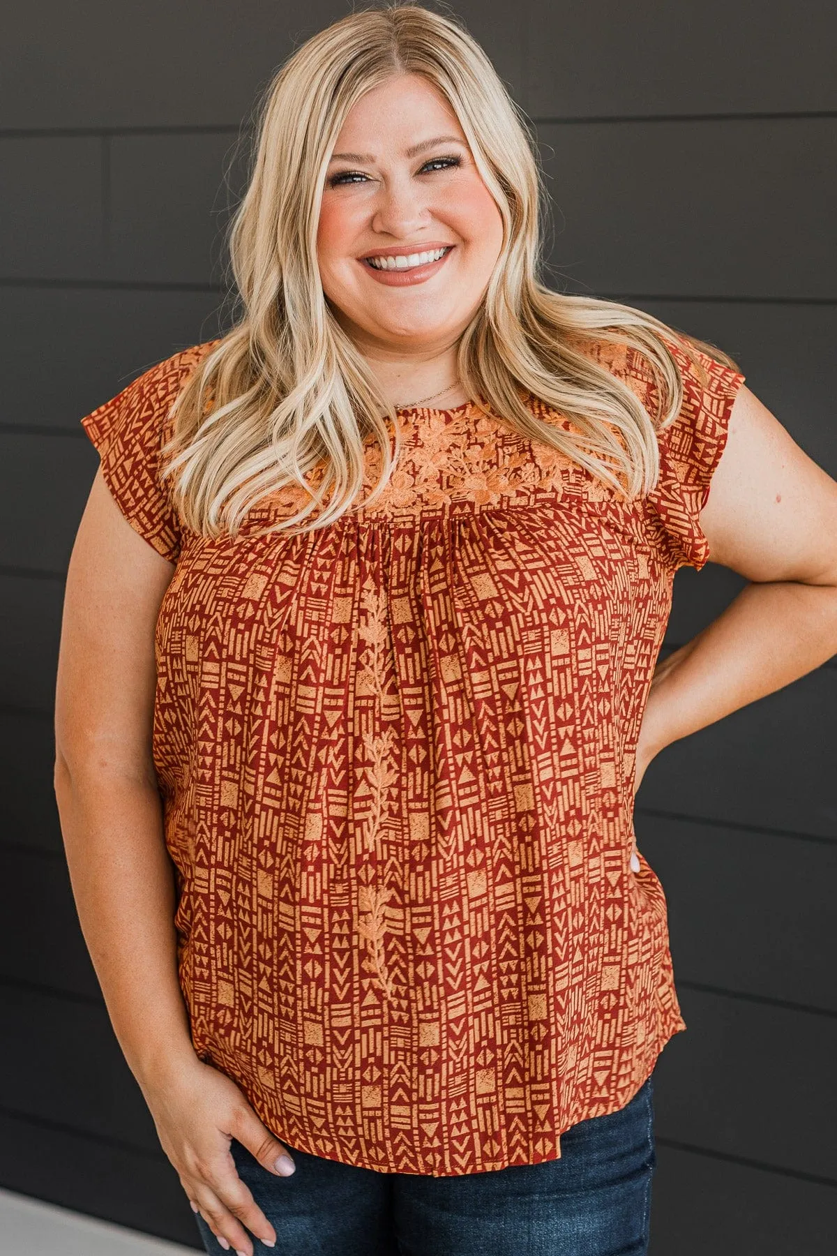 Rust Printed Blouse for Forever Your Girl