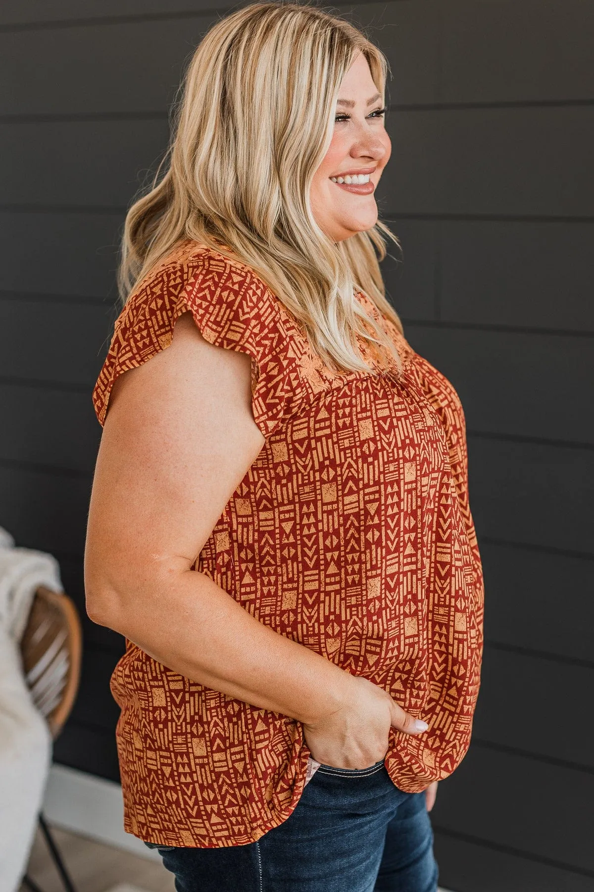 Rust Printed Blouse for Forever Your Girl